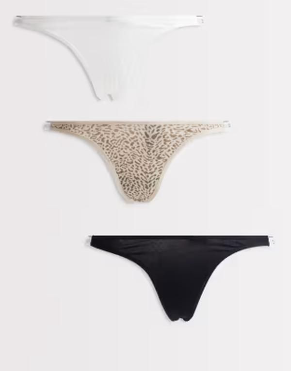 カルバンクライン レディース アンダーウェア ブリーフパンツ ロゴ Calvin Klein Icon Logo 3 pack dipped thongswhiteanimal BLACK CLASS