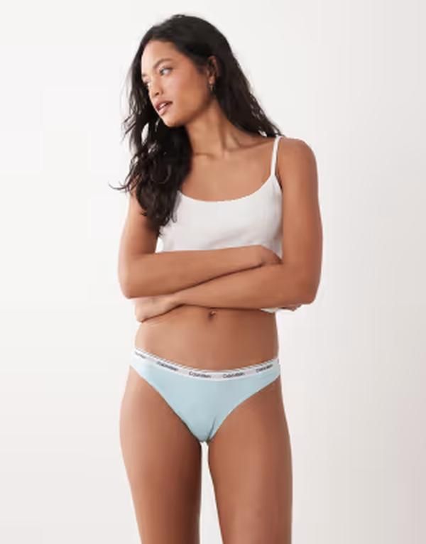 カルバンクライン レディース アンダーウェア ブリーフパンツ ロゴ Calvin Klein Icon Logo thong Antarctic Blue ブルー