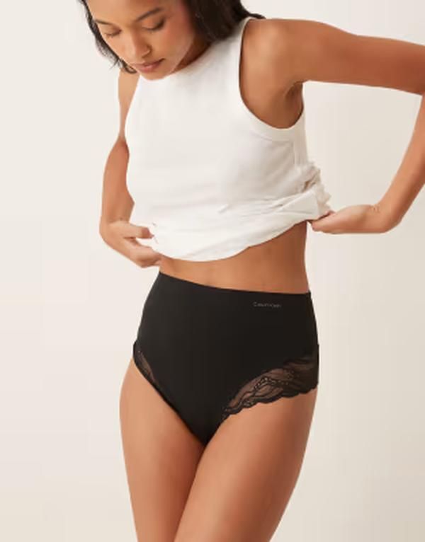 カルバンクライン レディース アンダーウェア ブリーフパンツ レース Calvin Klein Shapewear Sensual Stretch Lace thong Black ブラック