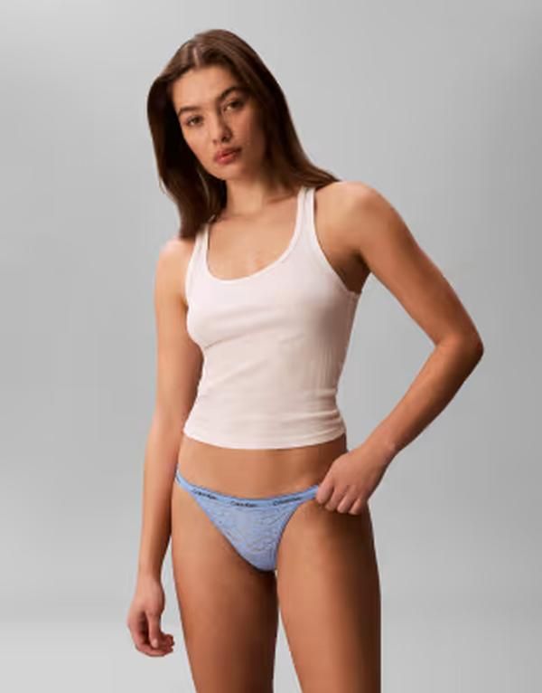 カルバンクライン レディース アンダーウェア ブリーフパンツ レース Calvin Klein Icon Lace string bikini briefs Blue Descent ブルー