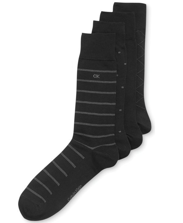 カルバンクライン メンズ アンダーウェア 靴下 Calvin Klein 4Pack Patterned Dress Socks Black ブラック