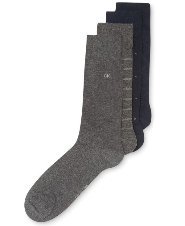 カルバンクライン メンズ アンダーウェア 靴下 Calvin Klein 4Pack Patterned Dress Socks Navy ネイビー