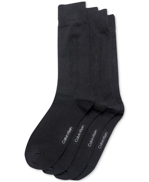 カルバンクライン メンズ アンダーウェア 靴下 Calvin Klein Mens 4Pk Crew Dressocks Black ブラック