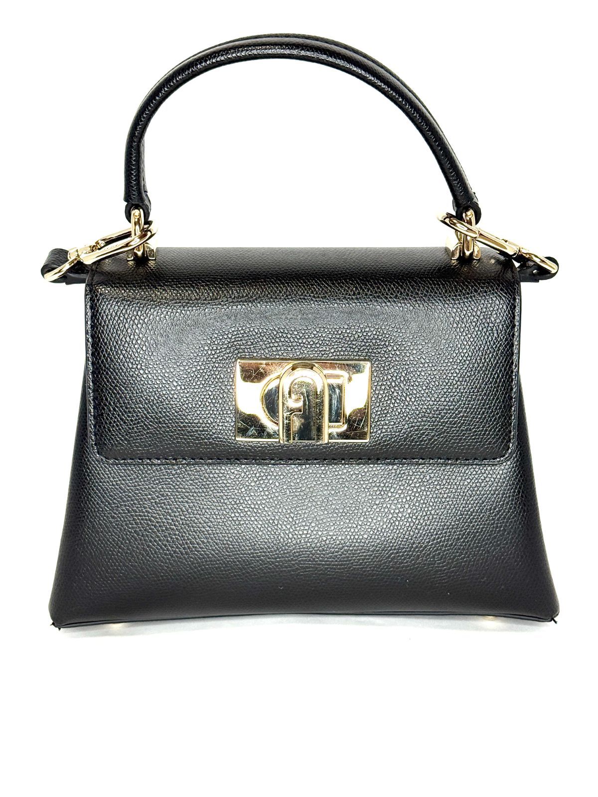【美品】FURLA 1927 ミニ クロスボディバッグ ブラック レザー 2WAY ハンドバッグ