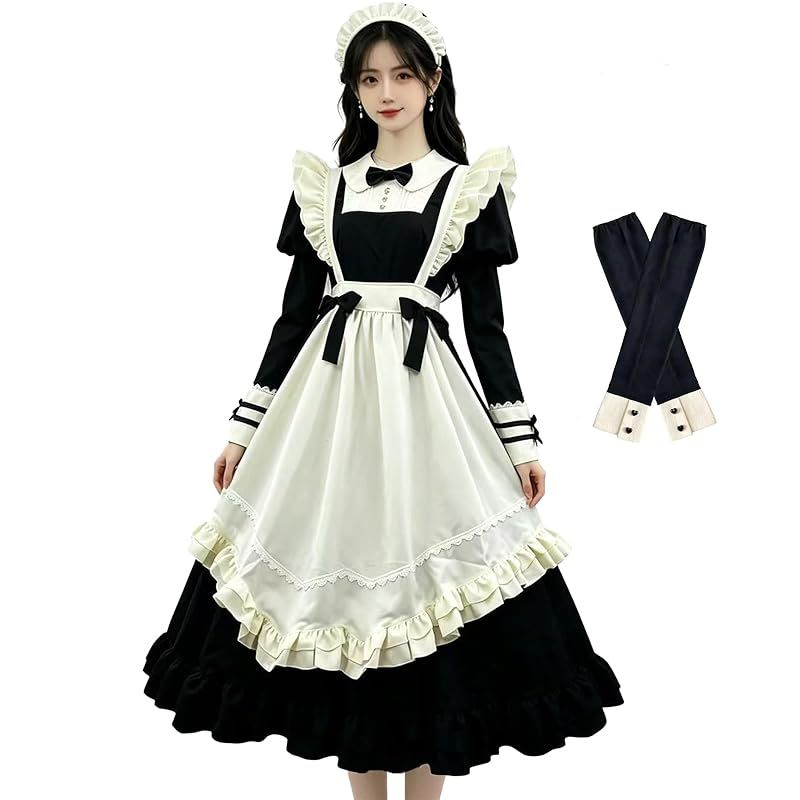 【新品】 [KALAOK] メイド服 コスプレ 仮装 ロリータ ワンピース 半袖 可愛い ハロウィン パーティー 8289ロング 4XL