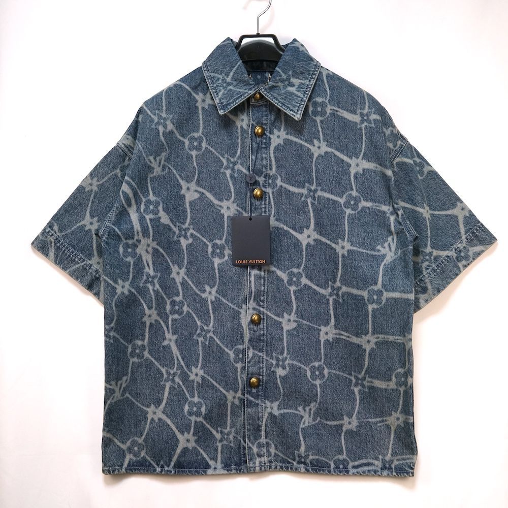 LOUIS VUITTON ルイヴィトン モノグラム プリント ウォッシュ加工 ショート スリーブ デニム シャツ ブルー XSサイズ Lサイズ XLサイズ RM242MM KOE HRS24W 新品未使用