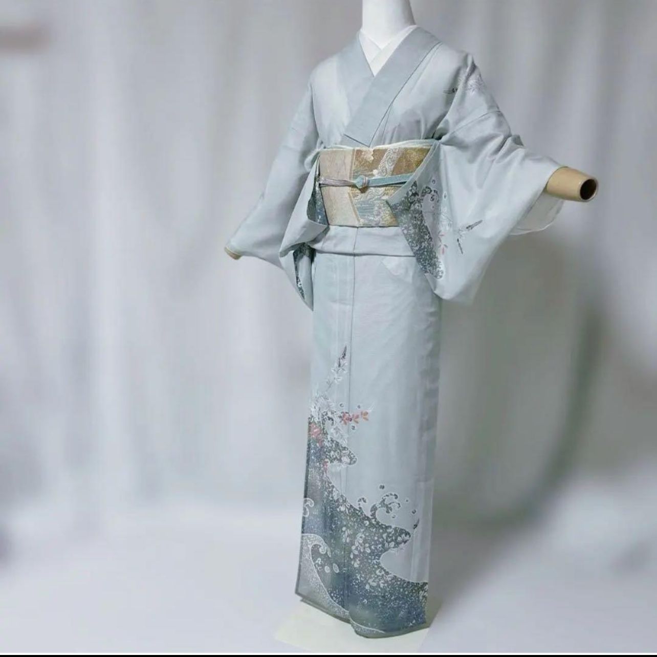 【感謝価格】東レ　絽　紗　訪問着　フルセット　夏紗袋帯　夏帯締め　夏帯揚げ　美品 東レ 絽 訪問着 フルセット 夏袋帯 夏帯締め 夏帯揚げ 洗える着物 美品