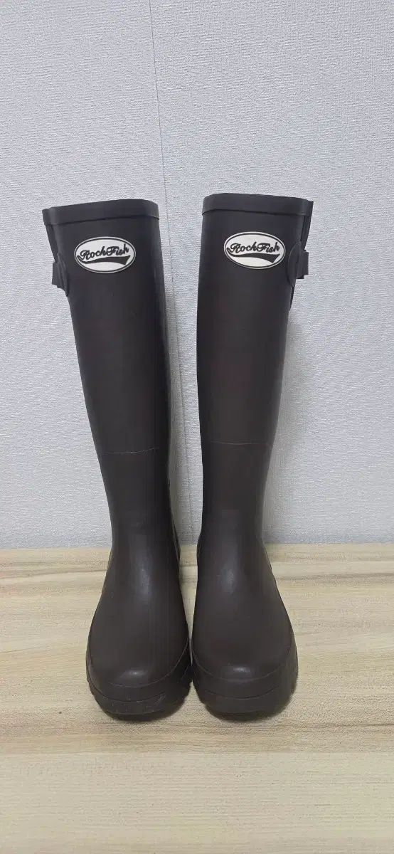 ロックフィッシュ レインブーツ ダークブラウン 37
