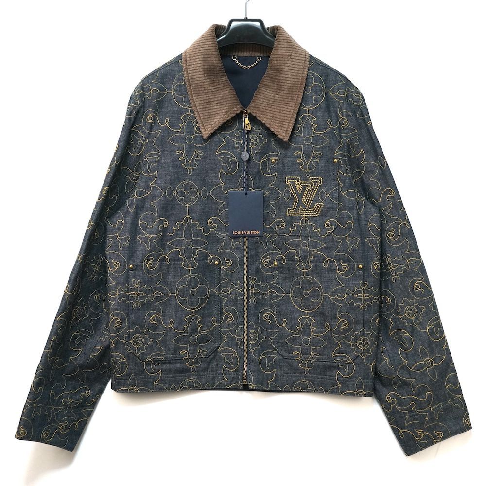 LOUIS VUITTON ルイヴィトン LV アラベスク 刺繍 インディゴ デニム ワーク ウェア ジャケット インディゴ 46サイズ 60サイズ RM242M MSU HRA86W 新品未使用