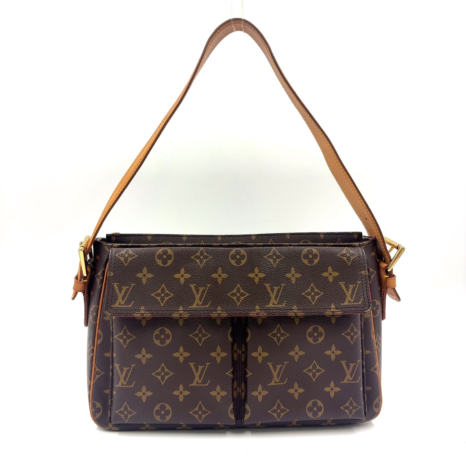 【新着】LOUIS VUITTON ヴィバシテGM モノグラム モノグラム レザー、PVC ブラウン、ライトブラウン ショルダーバッグ ゴールド M51163 65,863円