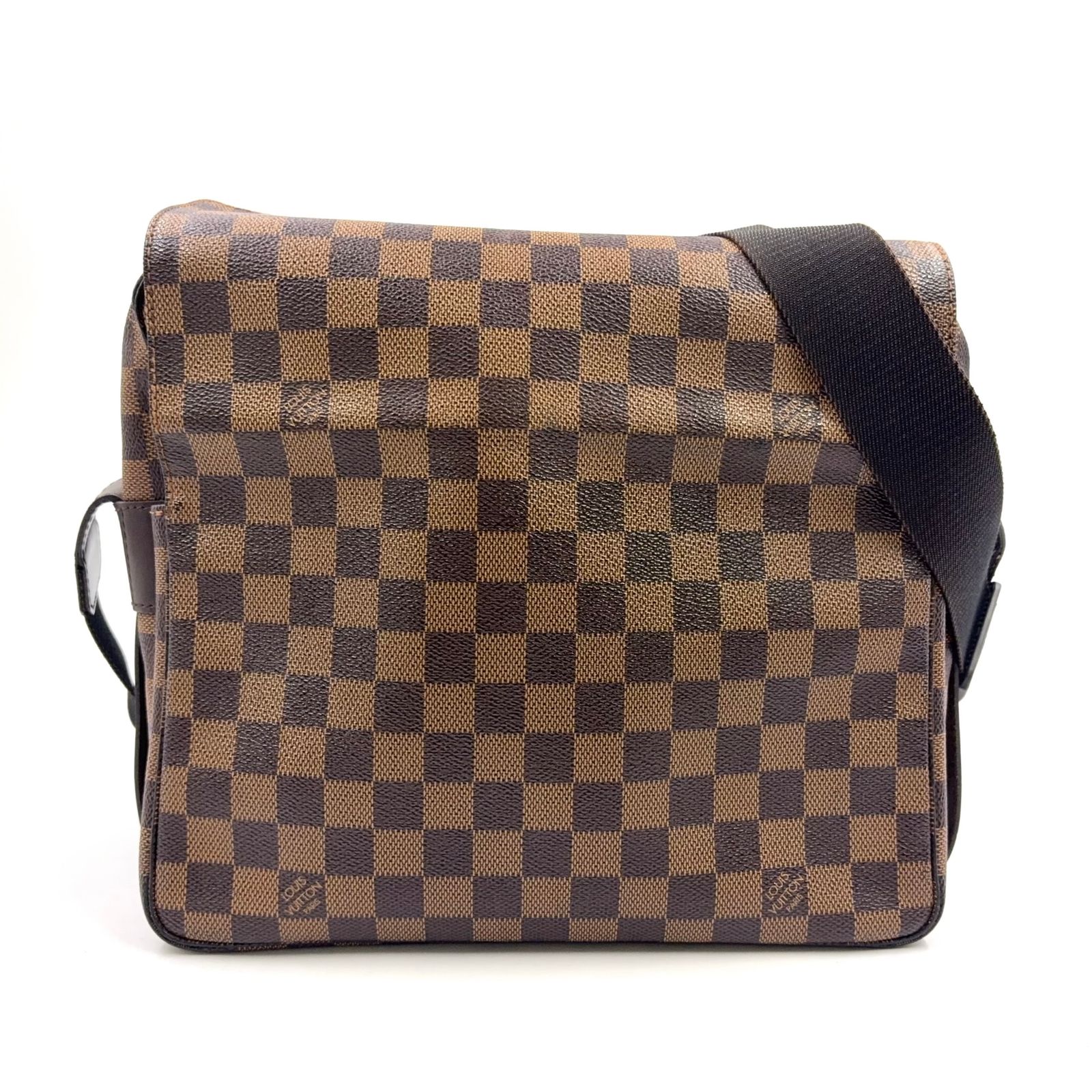 【新着】LOUIS VUITTON ナヴィグリオ ダミエエベヌ ダミエエベヌ レザー、PVC ブラウン ショルダーバッグ ゴールド N45255