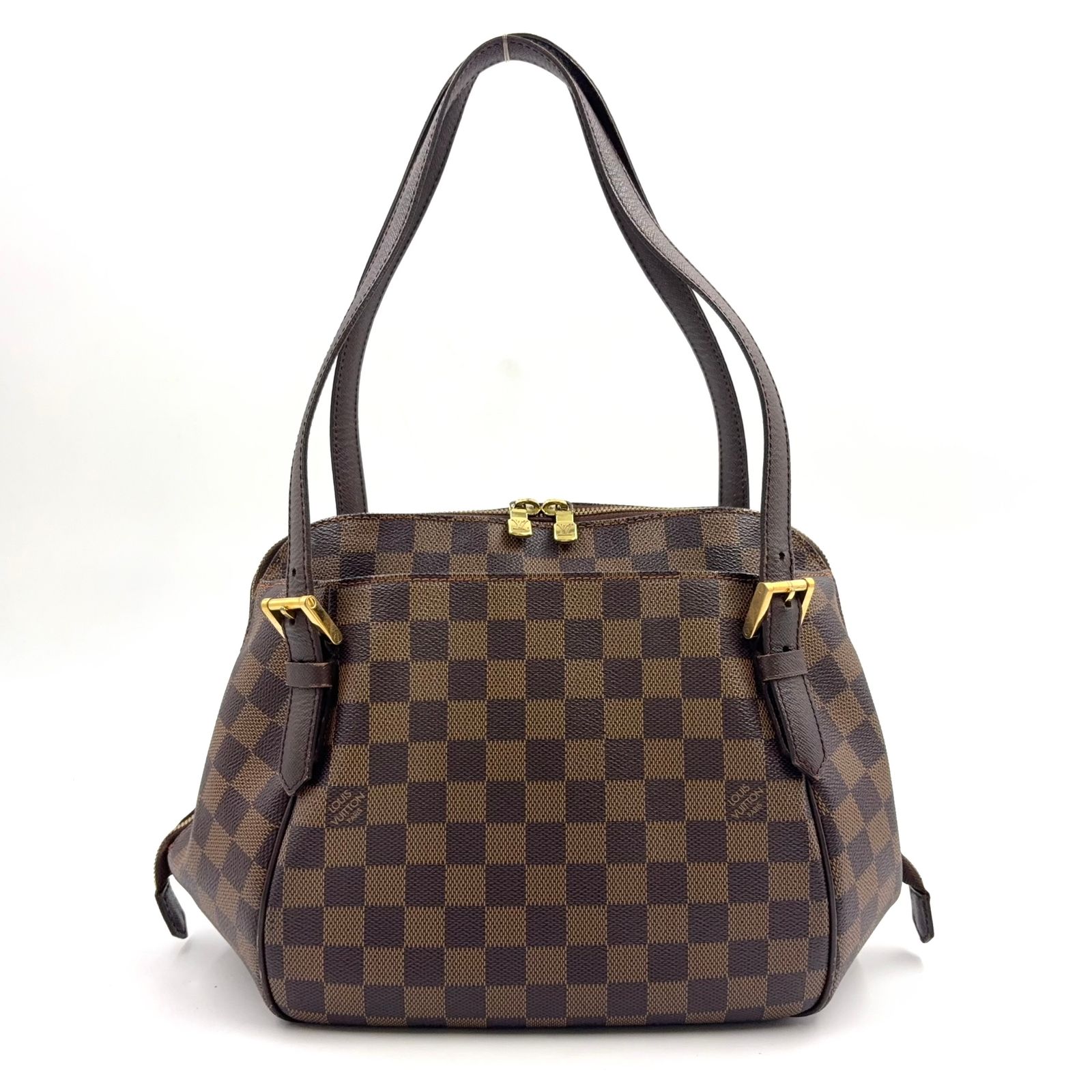 【新着】LOUIS VUITTON ベレムMM ダミエエベヌ ダミエエベヌ レザー、PVC ブラウン ショルダーバッグ ゴールド N51174
