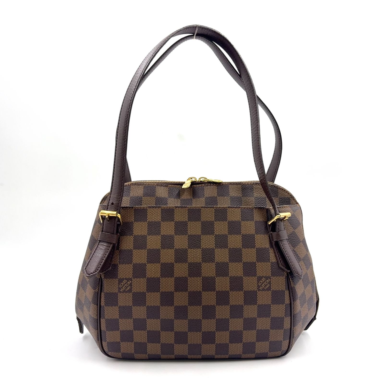 【新着】LOUIS VUITTON ベレムMM ダミエエベヌ ダミエエベヌ レザー、PVC ブラウン ショルダーバッグ ゴールド N51174