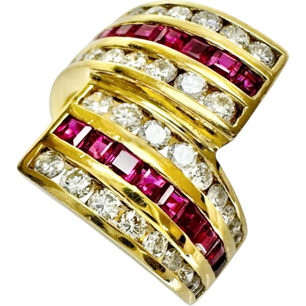 11号 ルビー 1.11ct ダイヤモンド 1.28ct リング・指輪 K18ゴールド 18金 10.9g レディース 【中古】【真子質店】【NN】