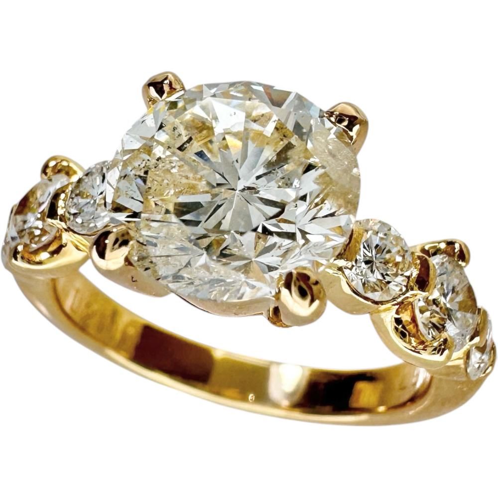 10号 ダイヤモンド(L-I1-GD) 2.110ct ダイヤモンド 0.67ct リング・指輪 K18ゴールド 18金 4.7g レディース 【中古】【真子質店】【NN】