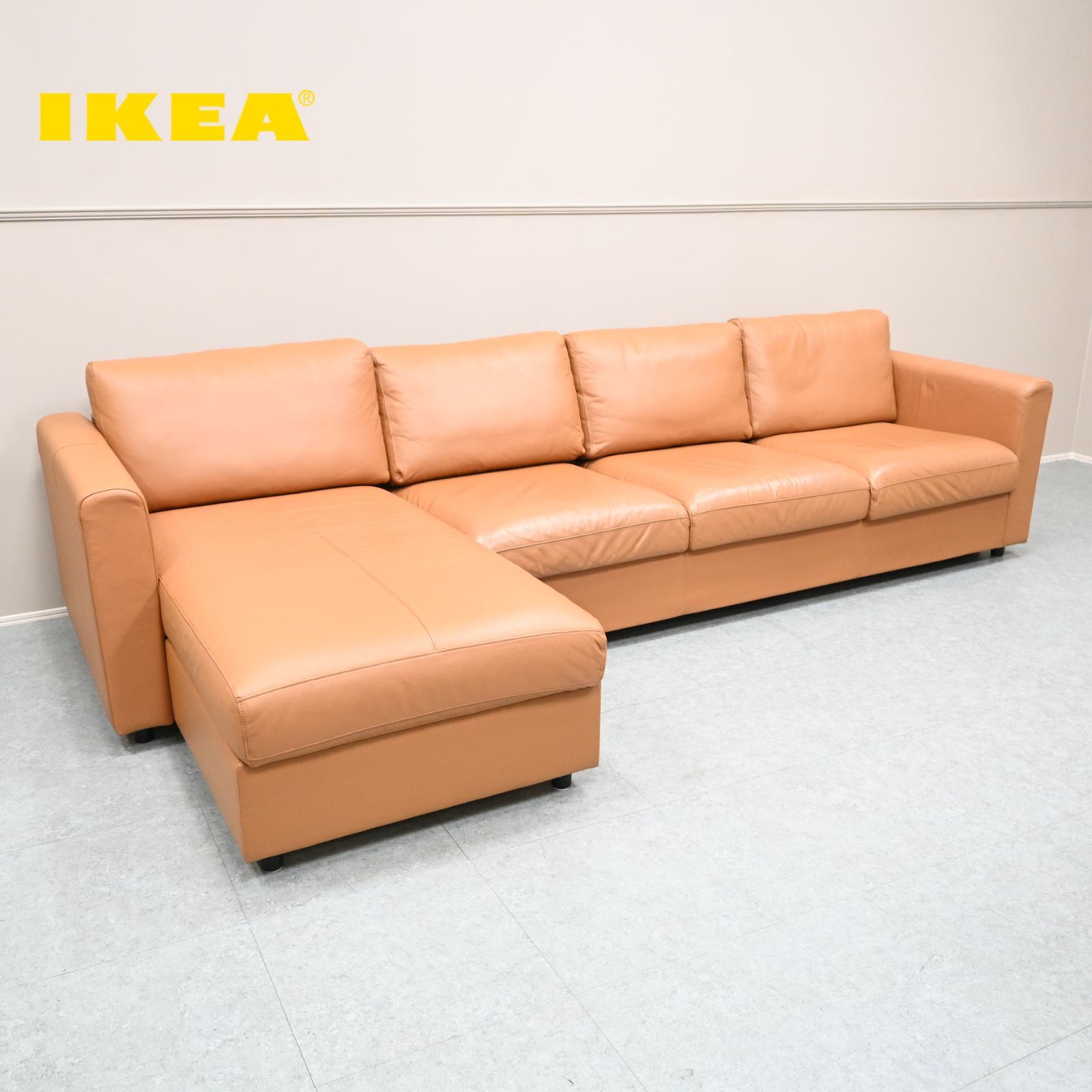 ☆極美品☆IKEA イケア コーナーソファ VIMLE ヴィムレ 収納付 4人掛けソファ 寝椅子付き グラン ボームスタード ゴールデンブラウン 総革 24万 取説