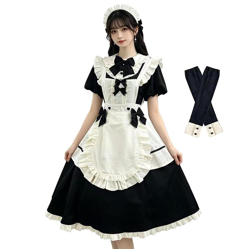 【新品】 [KALAOK] メイド服 コスプレ 仮装 ロリータ ワンピース 半袖 可愛い ハロウィン パーティー 8295ロング 4XL