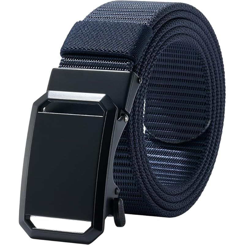 [Brand New] [LionVii] Nylon Belt, Work - Men's Belt, Auto Lock, Mountaineering Belt, Sport, Golf - Casual Work Wear, No Holes, Size Adjustable, Unisex (Navy) 1