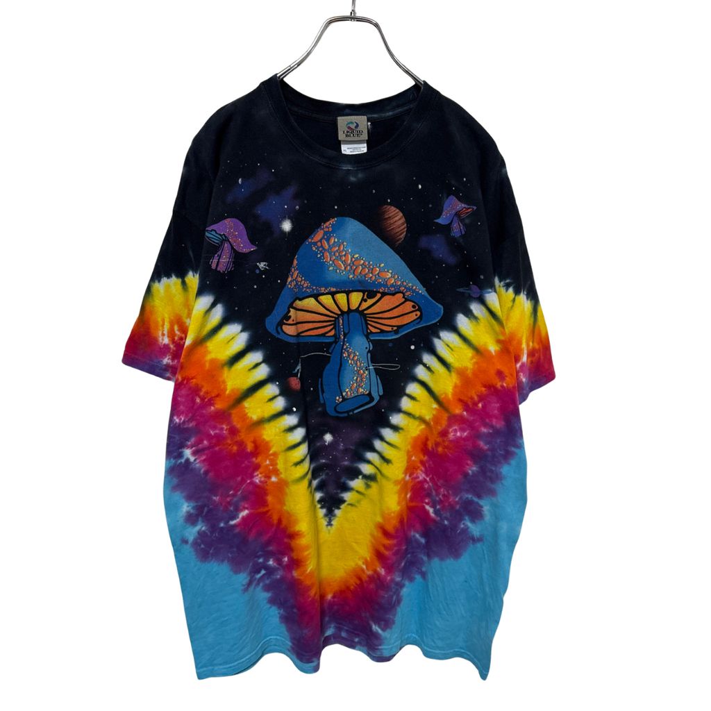 【LIQUID BLUE】 Mushroom Space Tie-dye Tee マッシュルーム キノコ サイケデリック 宇宙 タイダイTシャツ S-6889