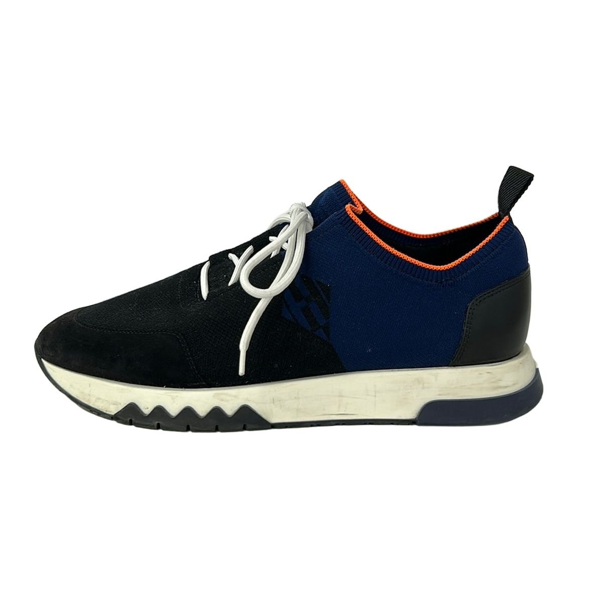 HERMES(エルメス) スニーカー 42 1/2 メンズ エクスプロイト 221902Z 黒×ネイビー×オレンジ ニット/ローカット