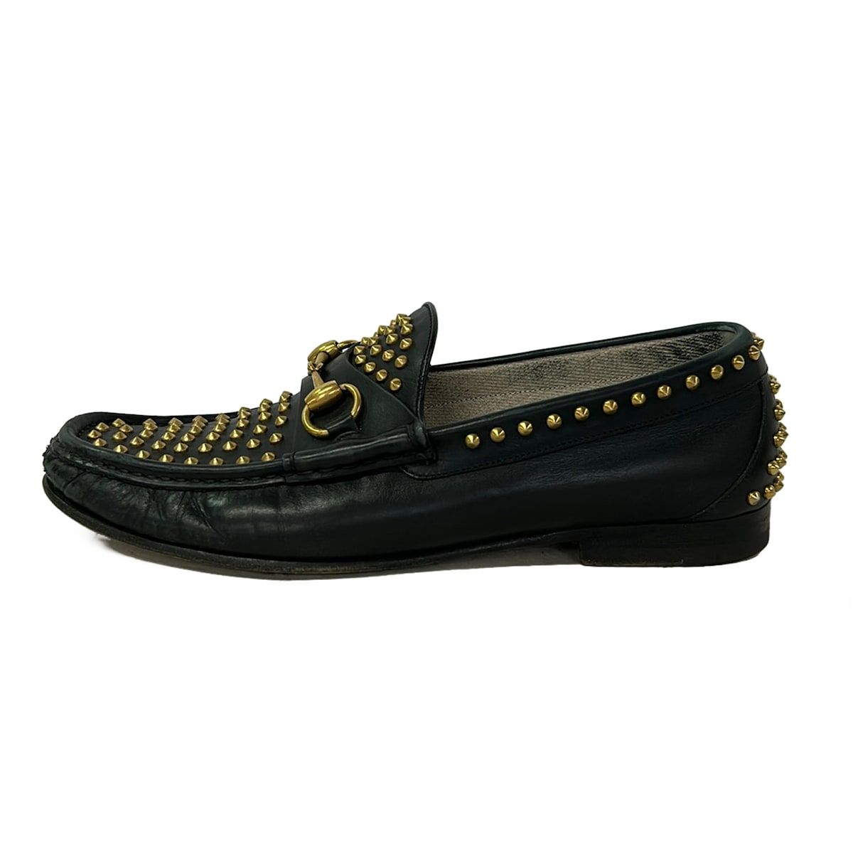GUCCI(グッチ) ローファー 6 レディース ホースビット 黒 1953/スタッズ/サイズ6 レザー