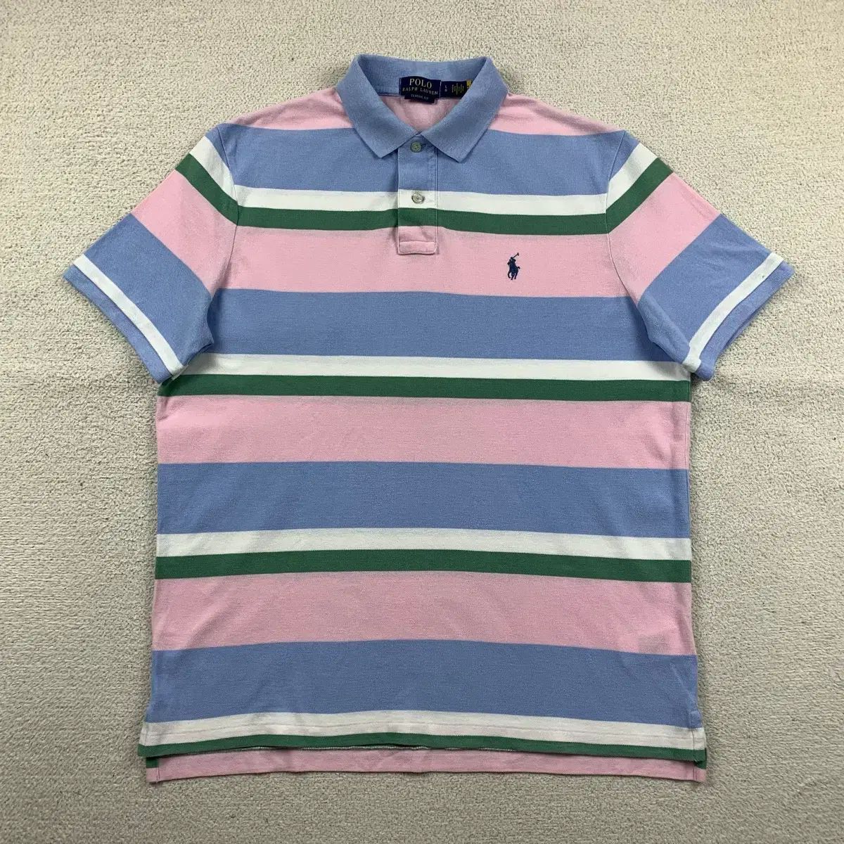 ポロラルフローレン ポニーロゴ マルチ ストライプ 半袖 カラ Tシャツ-上質