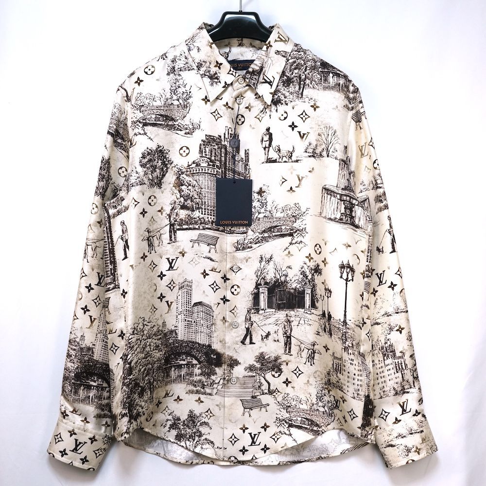 LOUIS VUITTON ルイヴィトン モノグラム シティ ウォーク プリント 長袖 シルク シャツ ベージュ Mサイズ ５Lサイズ RM251MM QJN HSS13W 新品未使用