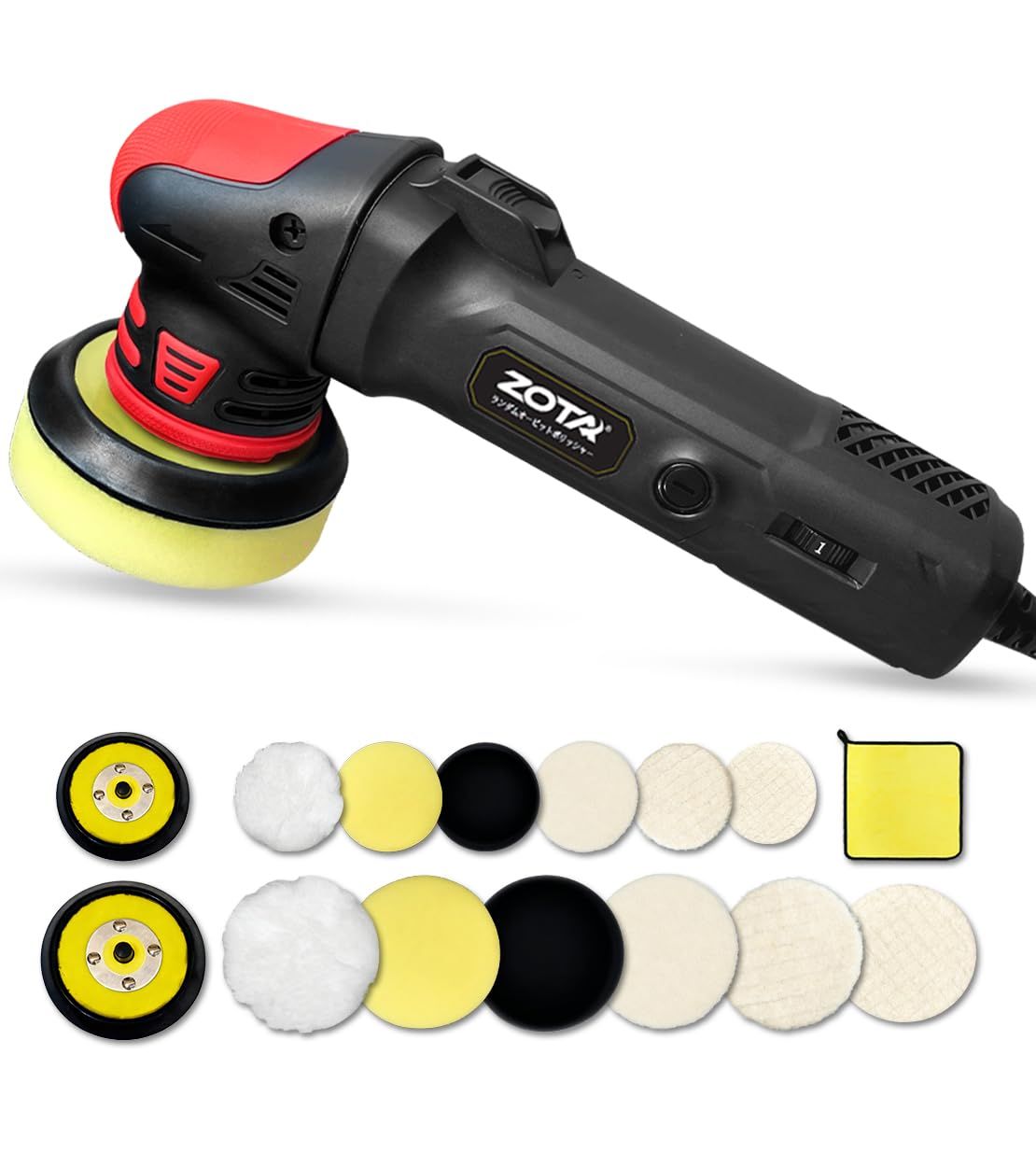 R◆ZOTA ポリッシャー， ダブルアクションポリッシャー 75mm/100mm交換式ヘッド 7000RPM 高回転 強力小型 軽量 カーポリッシャー 偏心構造 6段変速 鏡面磨き 傷消し 艶出し ワックスがけ 研磨 洗車 家庭用 プロ用 豊 1d916108