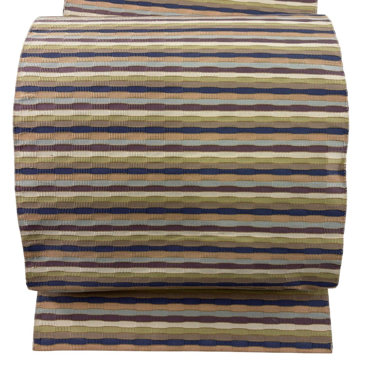 【美品】 名古屋帯 秀品 松葉仕立て 八寸名古屋帯 縞 幾何学模様 灰紫 正絹 【中古】