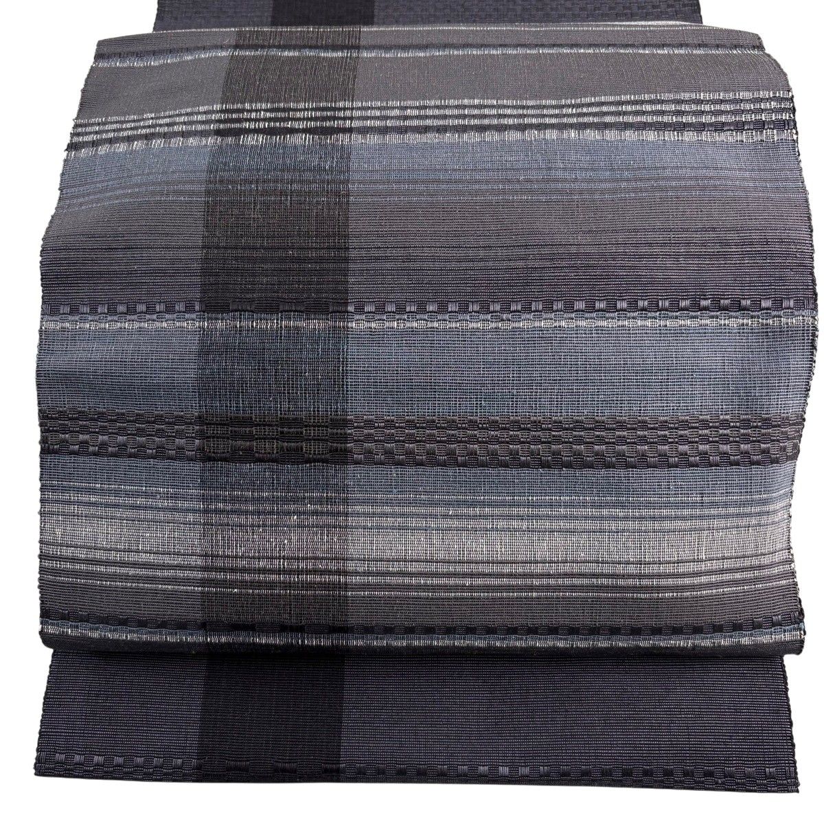 【美品】 名古屋帯 秀品 八寸名古屋帯 松葉仕立て 縞 幾何学模様 灰茶 正絹 【中古】