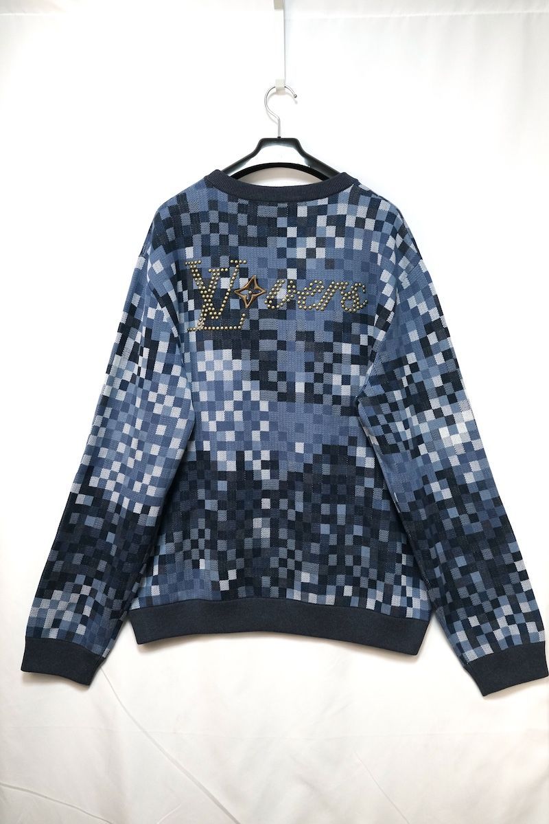 LOUIS VUITTON ルイヴィトン ダモフラージュ ジャカード プルオーバー ニット ブルー ロゴ刺繍 XXLサイズ RM251Q AUR HQN72W 新品未使用