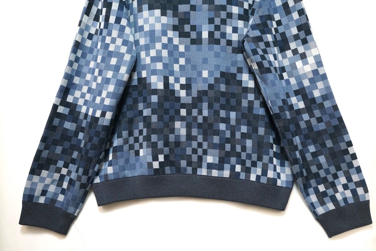 LOUIS VUITTON ルイヴィトン ダモフラージュ ジャカード プルオーバー ニット ブルー ロゴ刺繍 XXLサイズ RM251Q AUR HQN72W 新品未使用