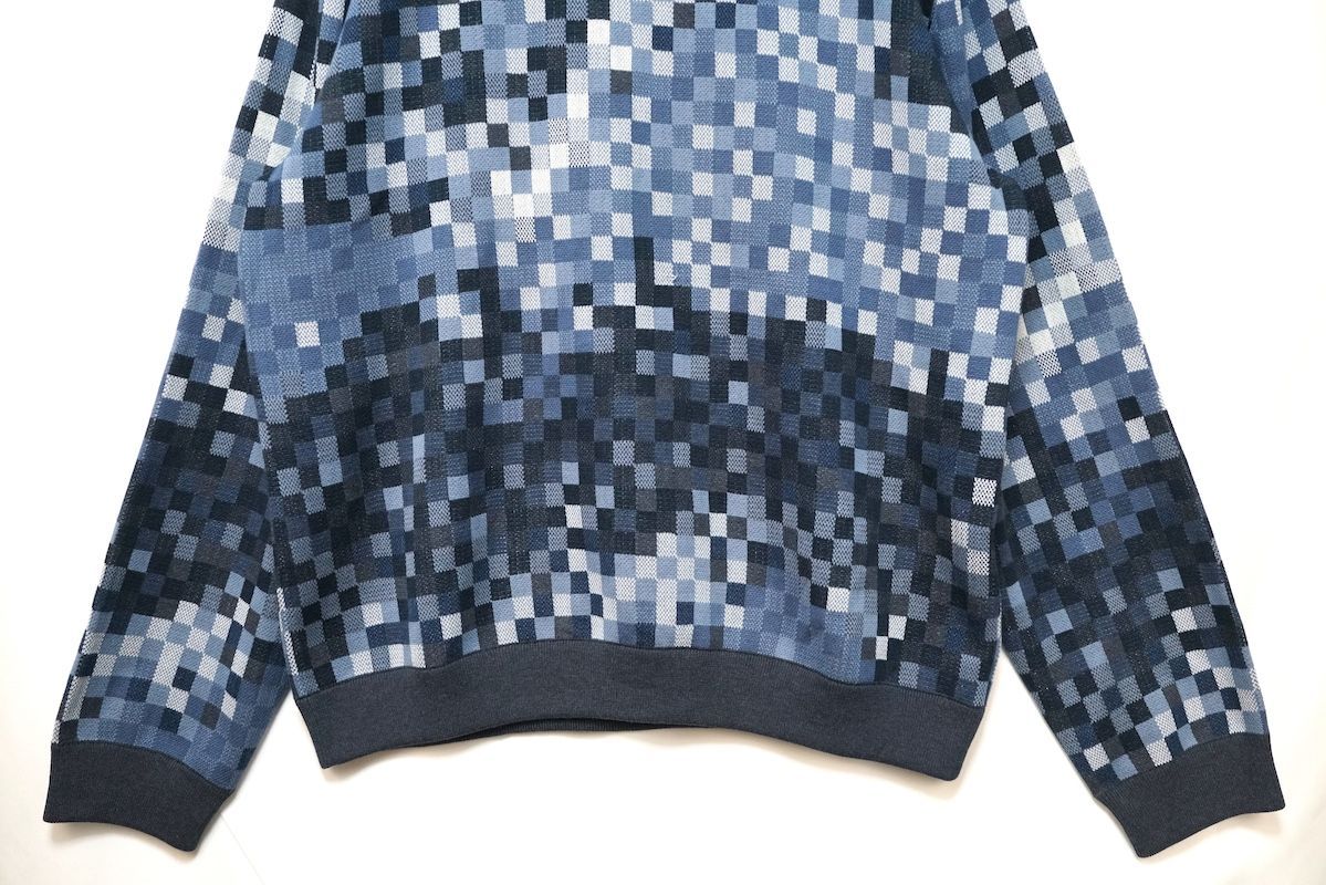 LOUIS VUITTON ルイヴィトン ダモフラージュ ジャカード プルオーバー ニット ブルー ロゴ刺繍 XXLサイズ RM251Q AUR HQN72W 新品未使用