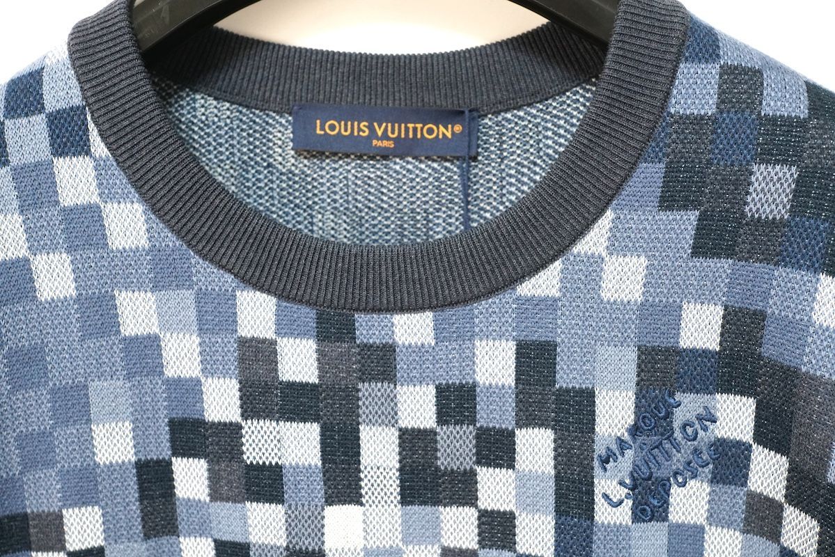 LOUIS VUITTON ルイヴィトン ダモフラージュ ジャカード プルオーバー ニット ブルー ロゴ刺繍 XXLサイズ RM251Q AUR HQN72W 新品未使用