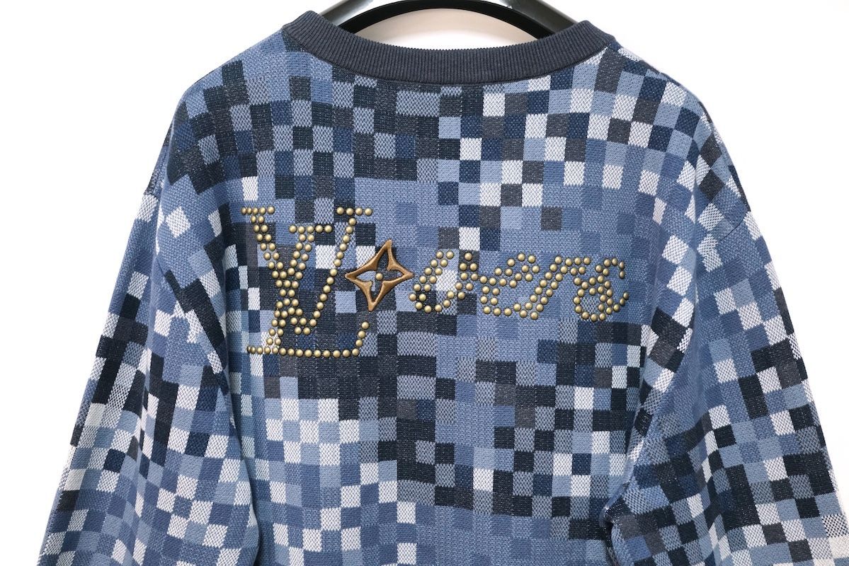 LOUIS VUITTON ルイヴィトン ダモフラージュ ジャカード プルオーバー ニット ブルー ロゴ刺繍 XXLサイズ RM251Q AUR HQN72W 新品未使用