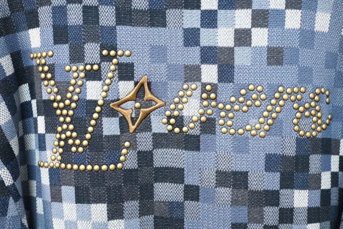 LOUIS VUITTON ルイヴィトン ダモフラージュ ジャカード プルオーバー ニット ブルー ロゴ刺繍 XXLサイズ RM251Q AUR HQN72W 新品未使用
