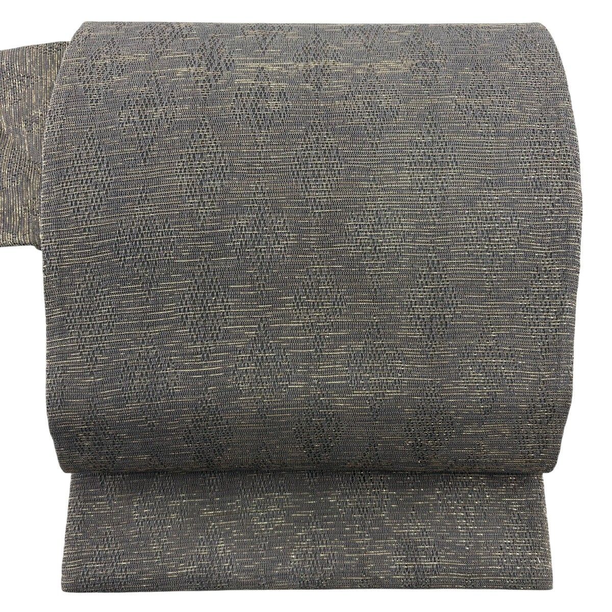 【美品】 名古屋帯 秀品 幾何学 箔 灰色 正絹 【中古】