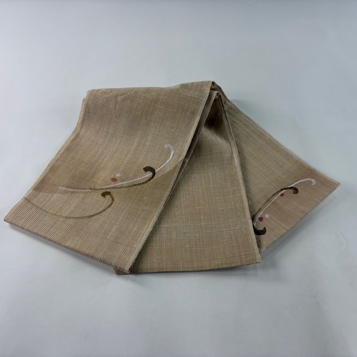 【美品】 袋帯 秀品 波頭 金糸 ベージュ お太鼓柄 正絹 【中古】
