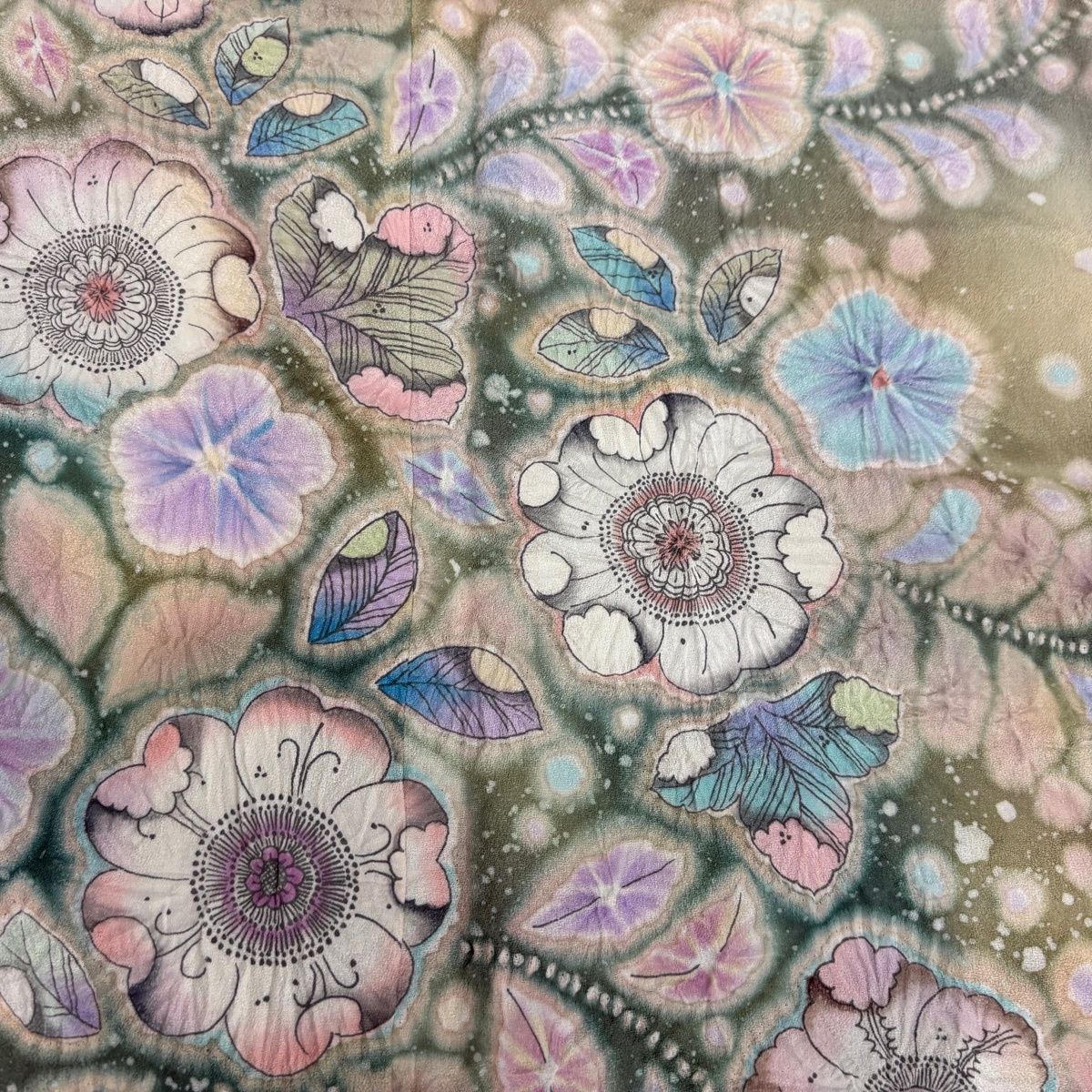 【美品】 訪問着 身丈165cm 裄丈67cm M 袷 翠山工房 やまと 落款 辻が花 ぼかし 水色 正絹 名品 【中古】