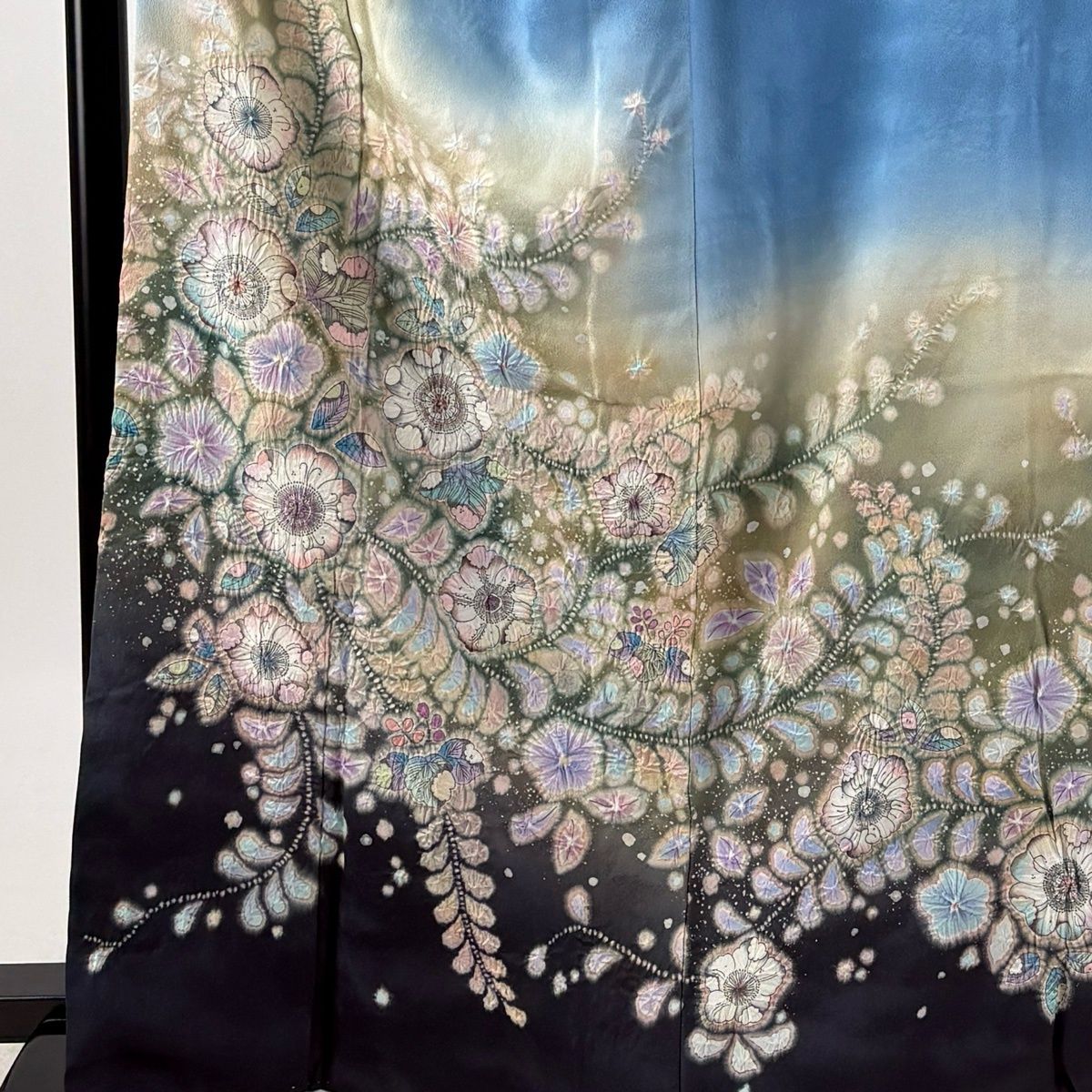 【美品】 訪問着 身丈165cm 裄丈67cm M 袷 翠山工房 やまと 落款 辻が花 ぼかし 水色 正絹 名品 【中古】