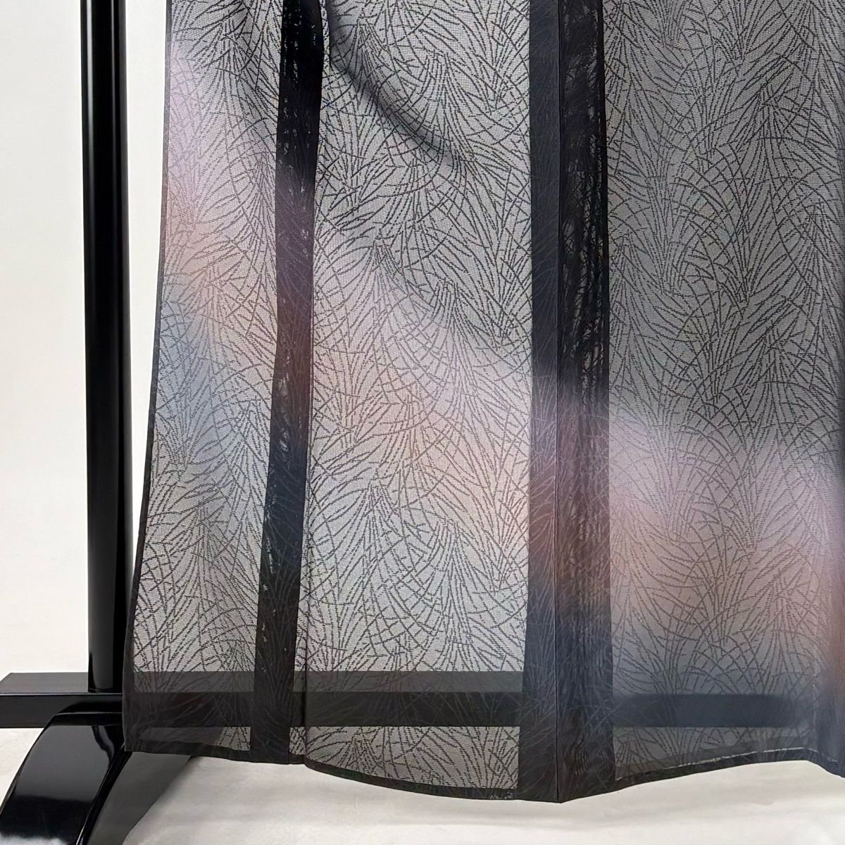 【美品】 付下げ 身丈162.5cm 裄丈68cm L 薄物 紗 地紋 ぼかし 墨色 正絹 名品 【中古】 【美品】 付下げ 身丈162.5cm 裄丈68cm L 薄物 紗 地紋 ぼかし 墨色 正絹 名品 【中古】