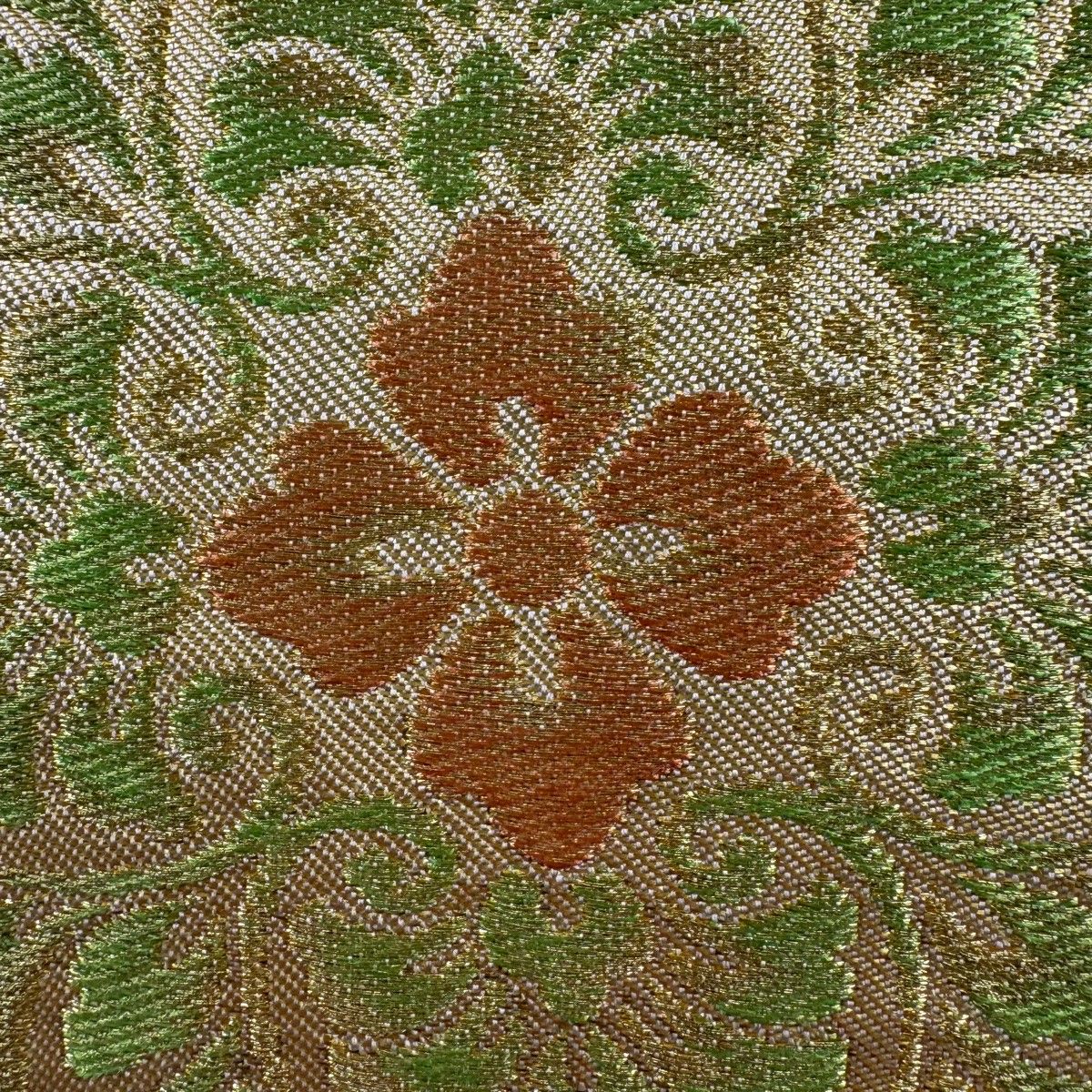 【美品】 袋帯 名品 川島織物 落款 本袋 関西仕立て 浮線綾文 華文 金銀糸 箔 ベージュ 六通 正絹 【中古】
