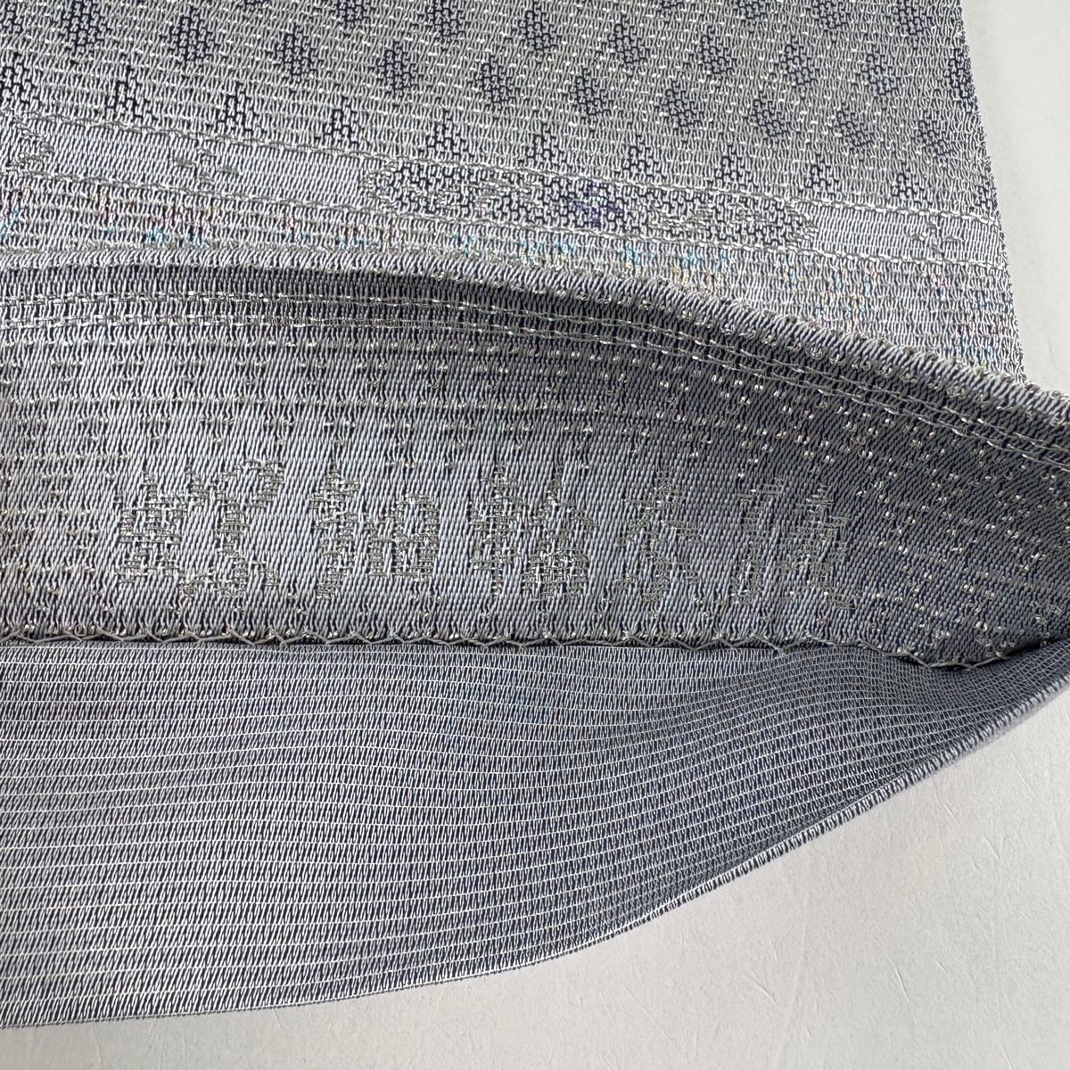 【美品】 袋帯 名品 吉祥違棚文 螺鈿 輪奈織 灰色 お太鼓柄 正絹 【中古】