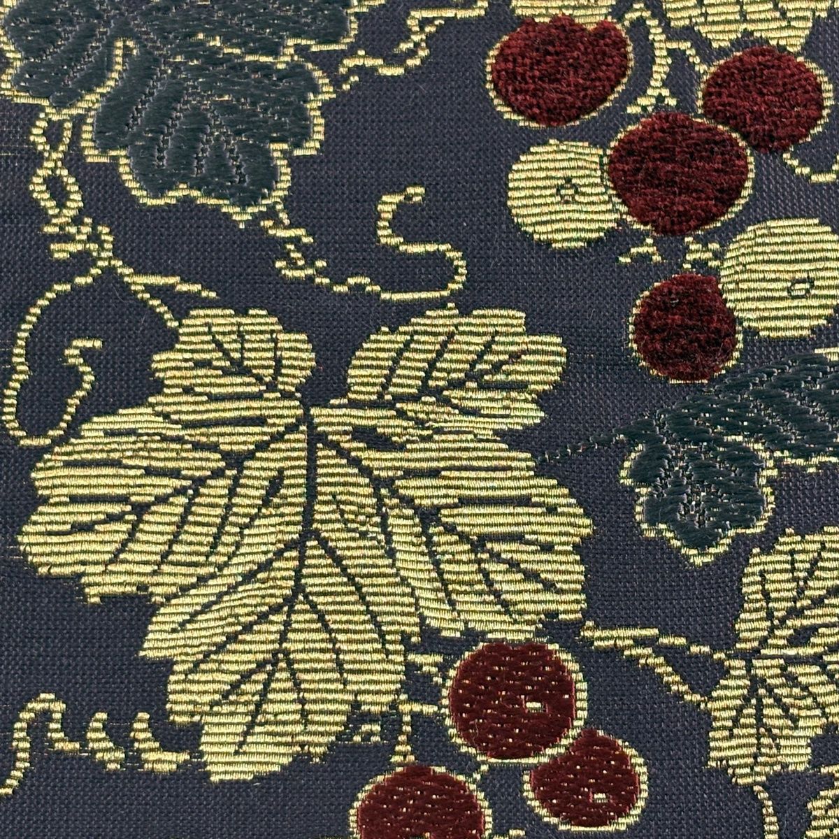 【美品】 袋帯 名品 葡萄 菱格子 輪奈織 金糸 濃紫 六通 正絹 【中古】