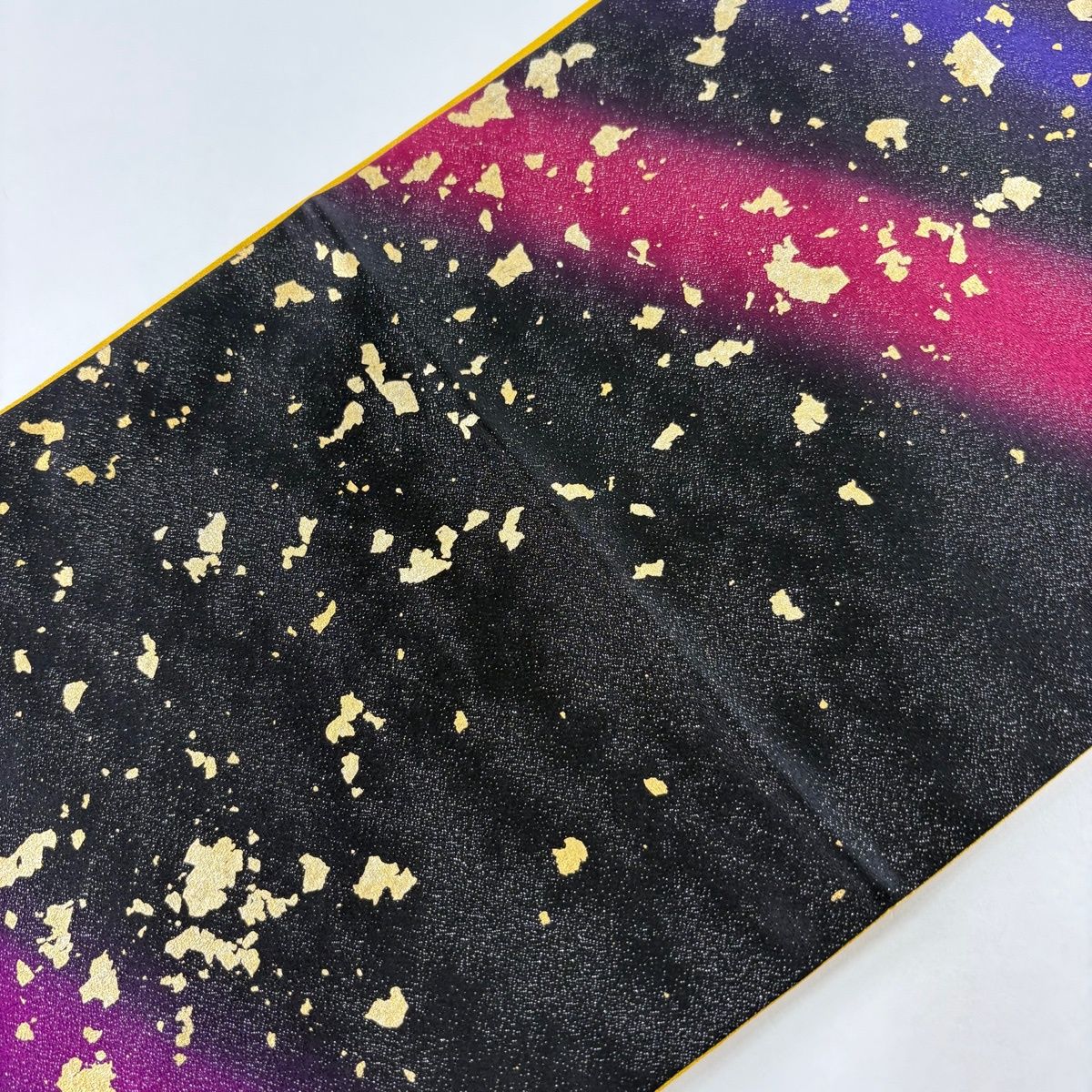 【美品】 袋帯 名品 幾何学 斜めぼかし 銀通し 金彩 黒 全通 正絹 【中古】
