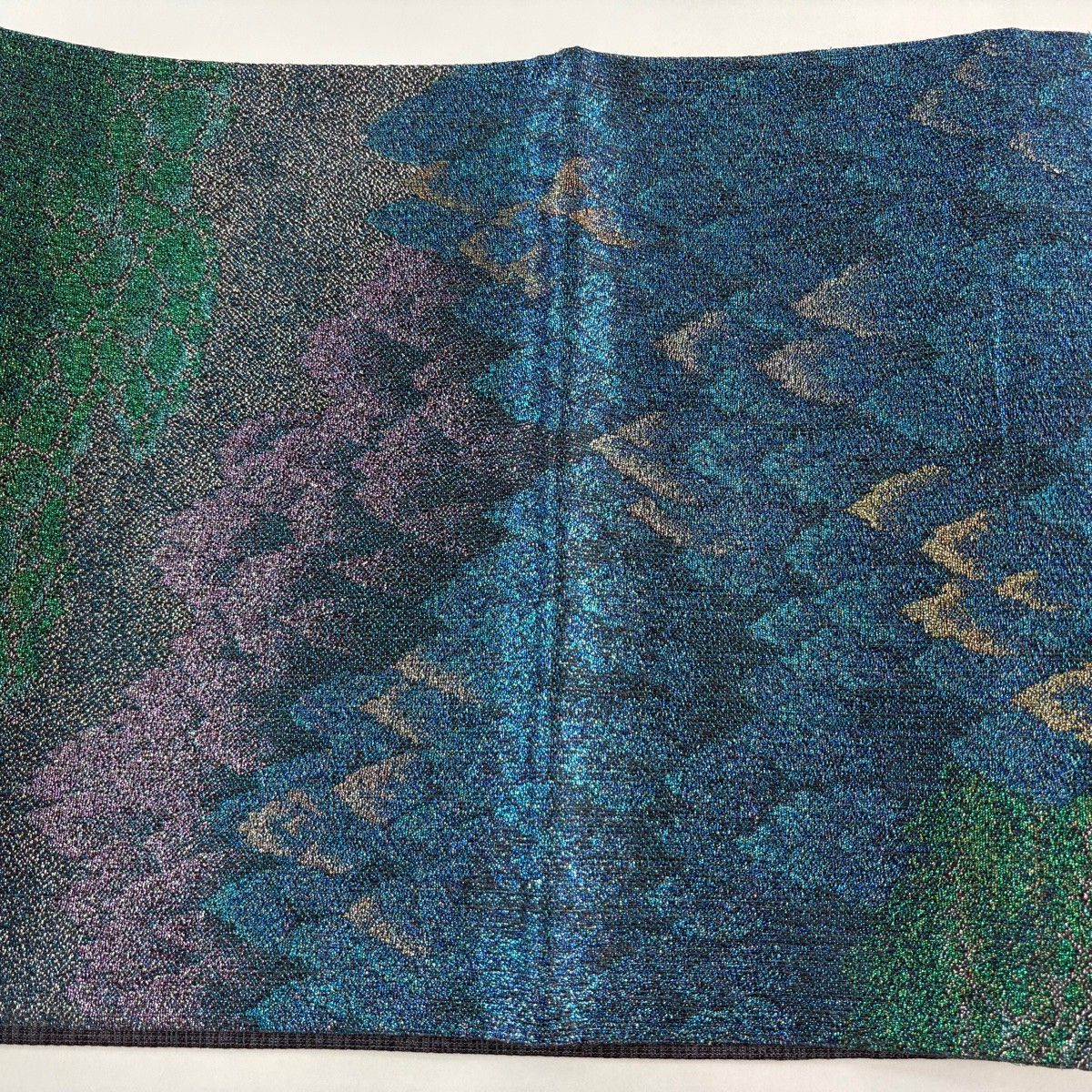 袋帯 名品 樹木 箔 青 六通 正絹 【中古】 袋帯 名品 樹木 箔 青 六通 正絹 【中古】