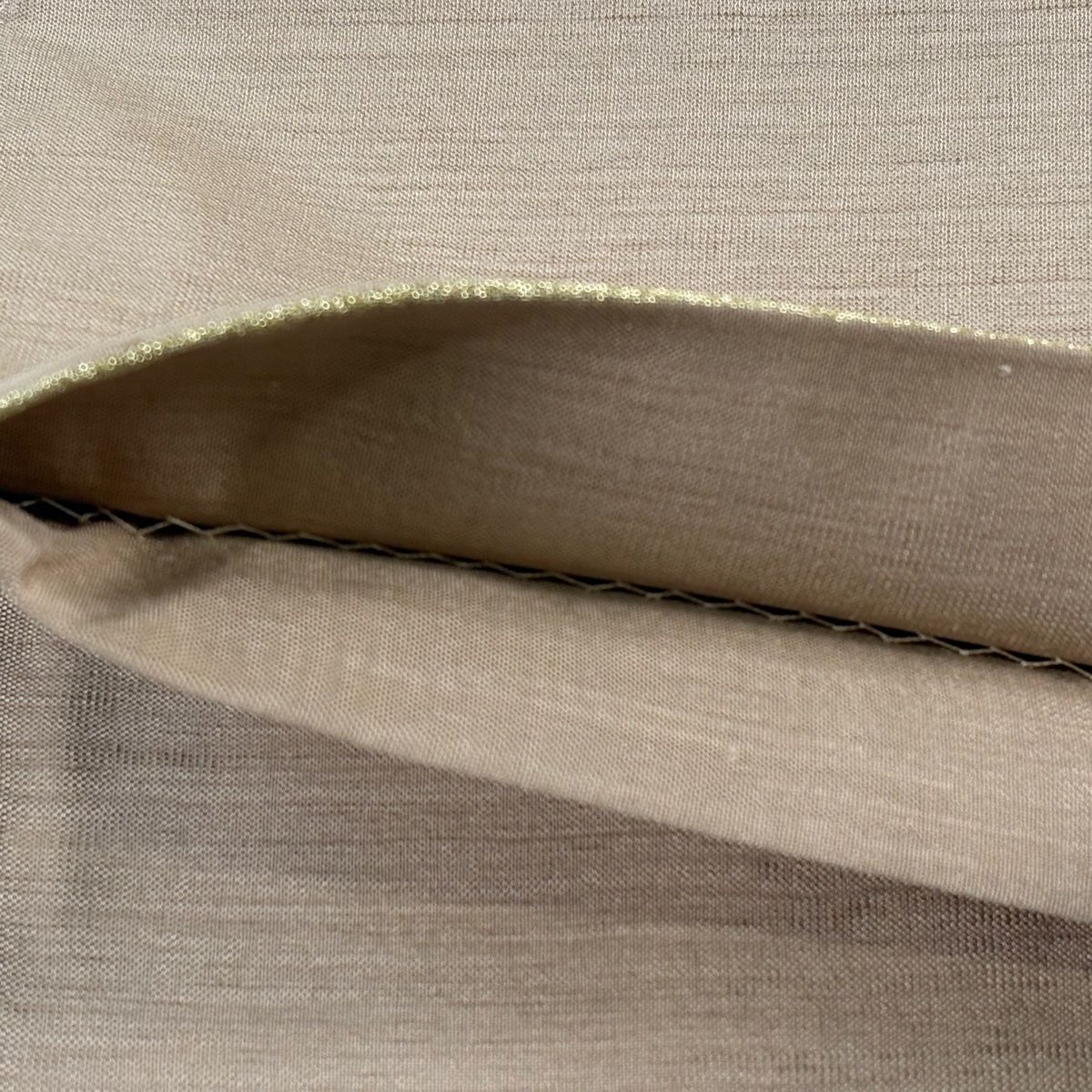 袋帯 逸品 有栖川文 花唐草 金銀糸 薄茶色 お太鼓柄 正絹 【中古】