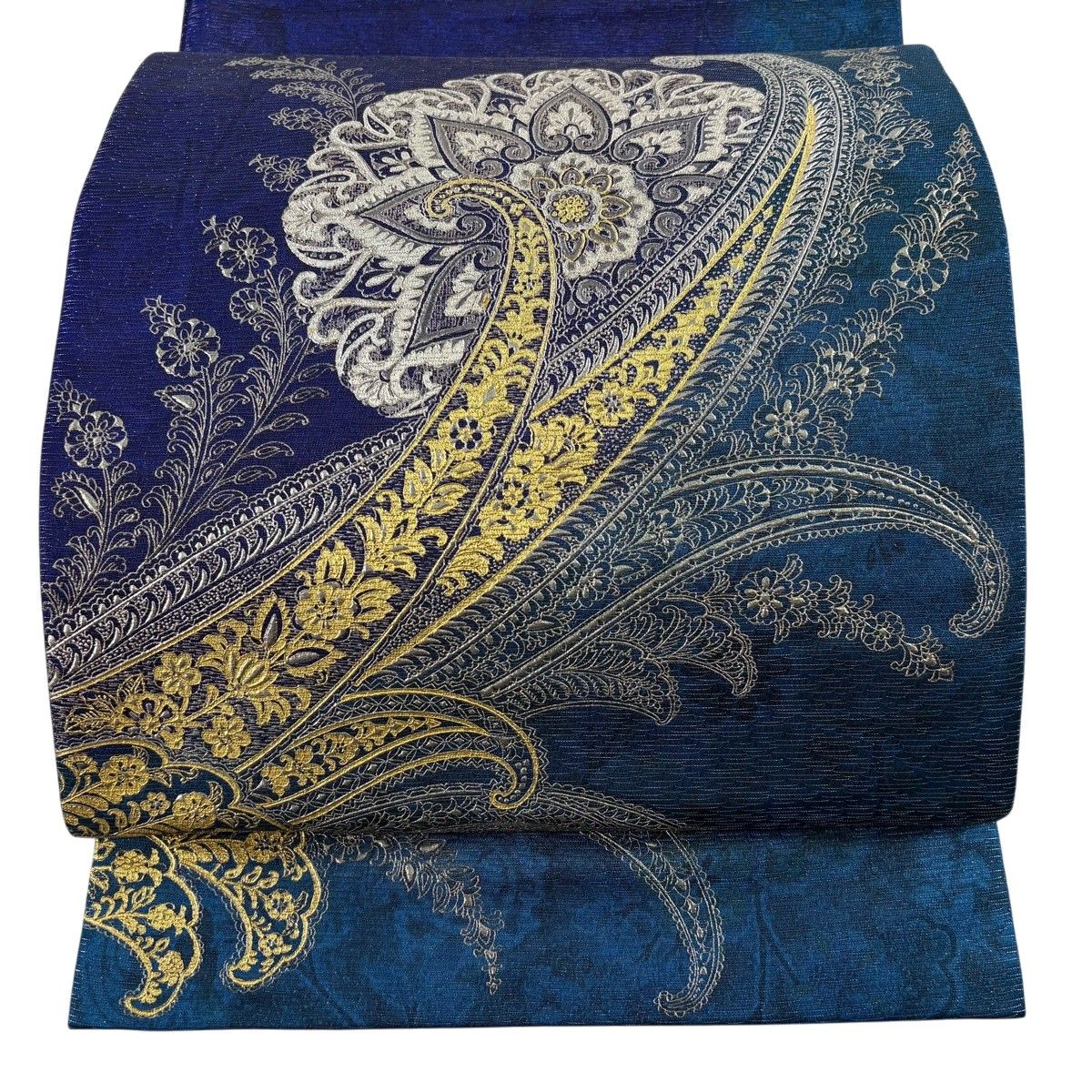 【美品】 袋帯 逸品 和田光正 落款 寿苑 華文 草花 金銀彩 青緑 お太鼓柄 正絹 【中古】