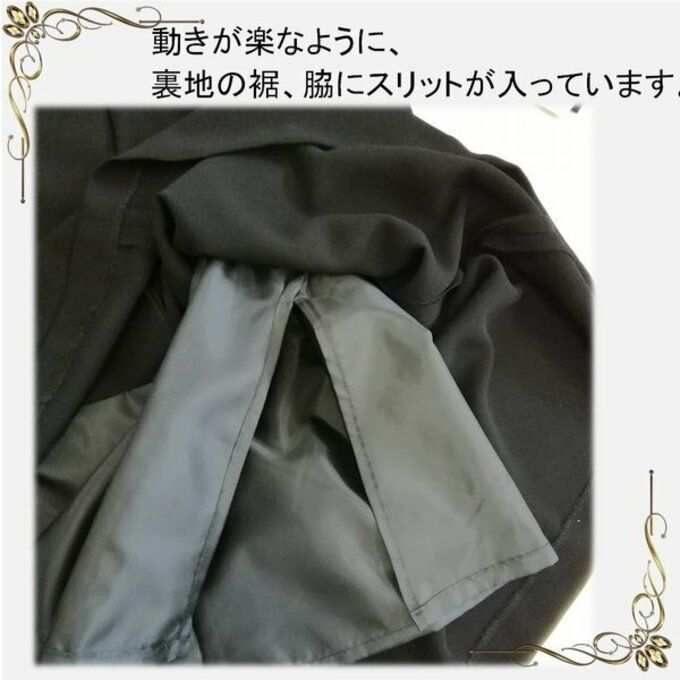 【日本製・M】漆黒ブラックフォーマルワンピース｜前開き・ゆったり・体型カバー・礼服 135801-M