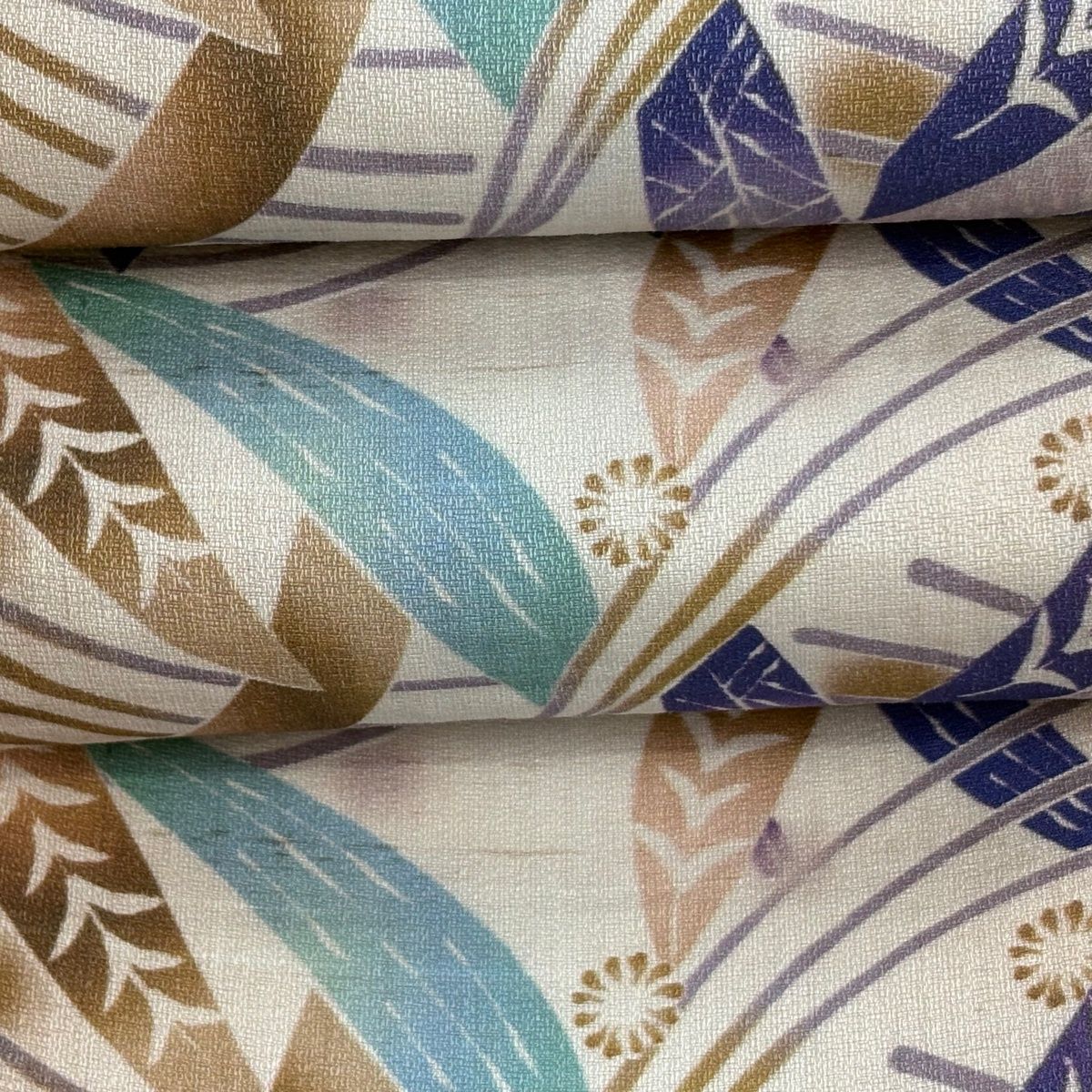 【美品】半幅帯 優品 葉柄 花 灰茶 綿 【中古】